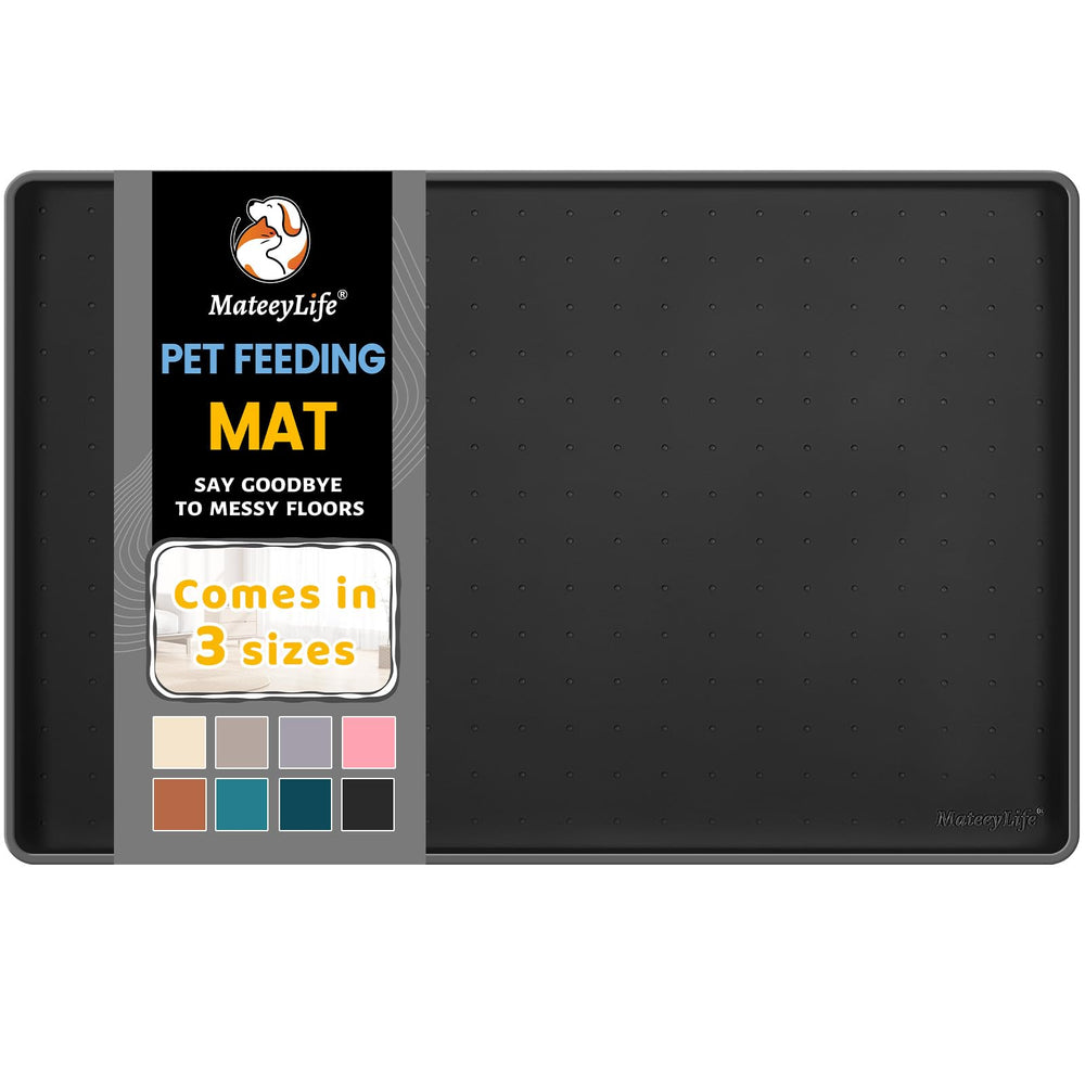 MateeyLife silicone cat and dog food mat for floors protects against spills.