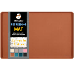 MateeyLife silicone cat and dog food mat with waterproof surface protects floors during meals.