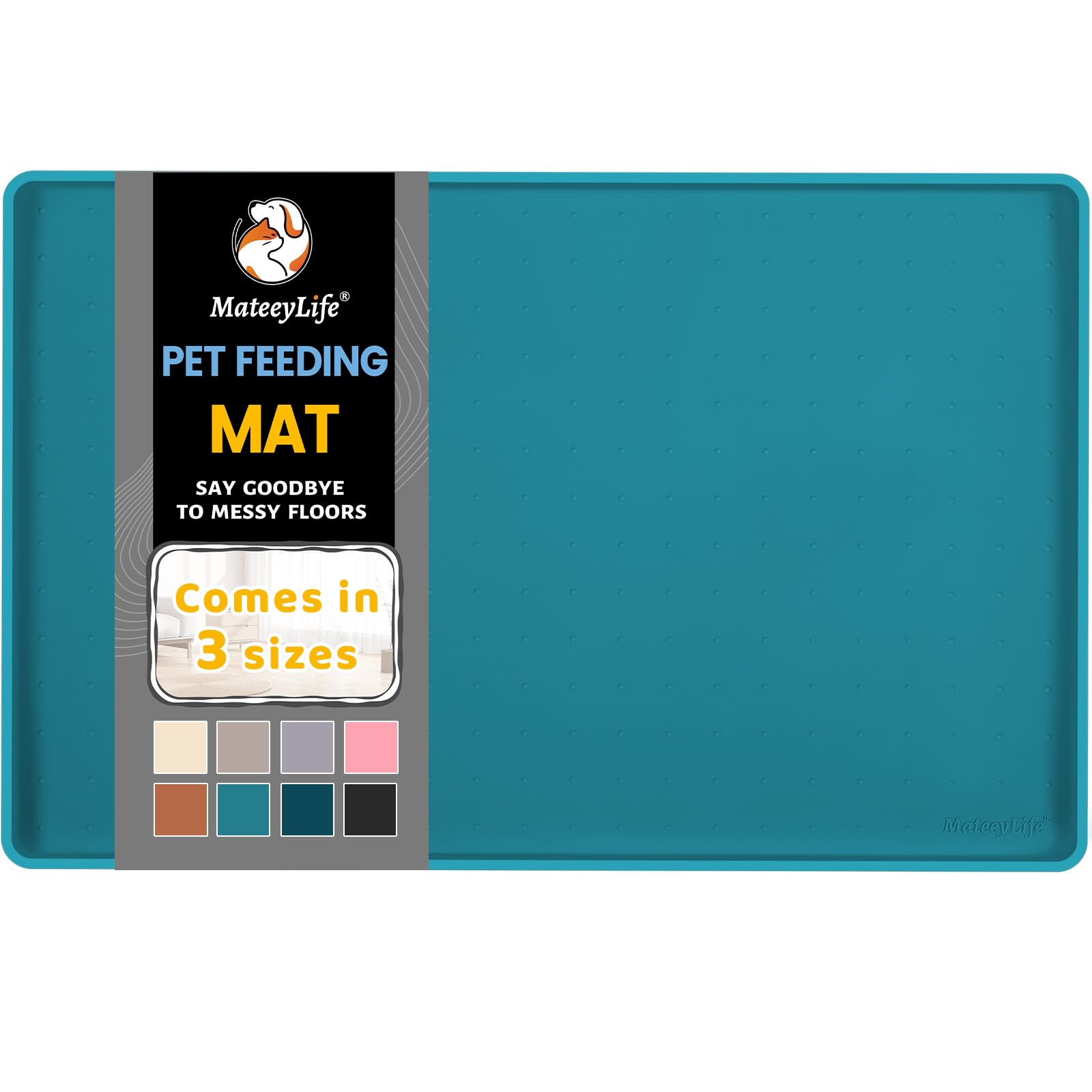 MateeyLife silicone pet food mat with waterproof surface protects floors