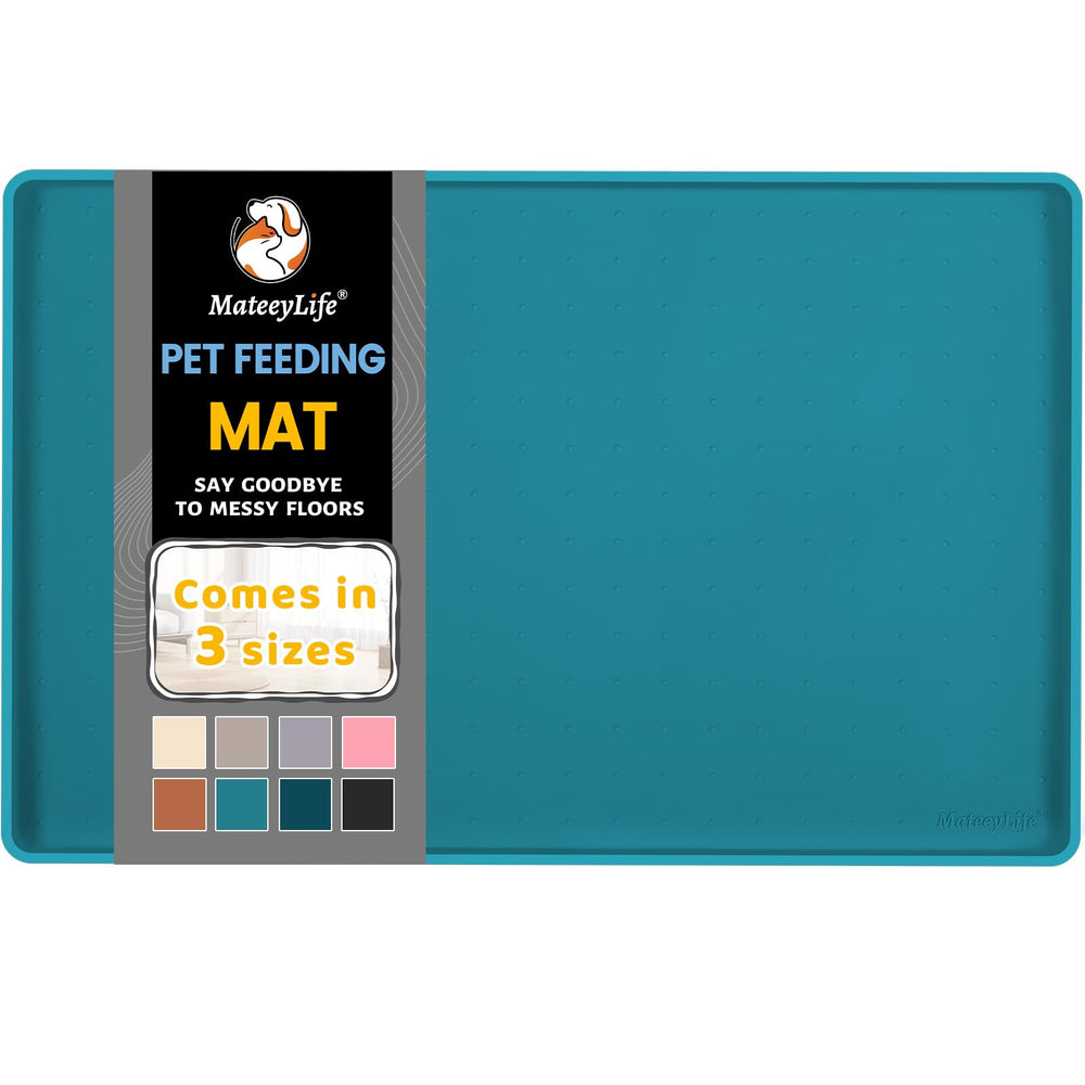 MateeyLife silicone pet food mat with waterproof surface protects floors