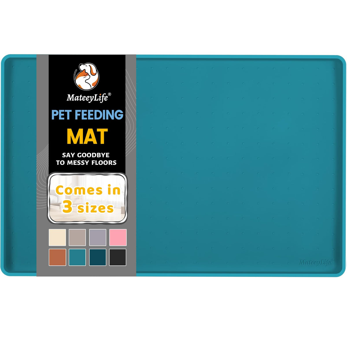 MateeyLife silicone pet food mat with waterproof surface protects floors