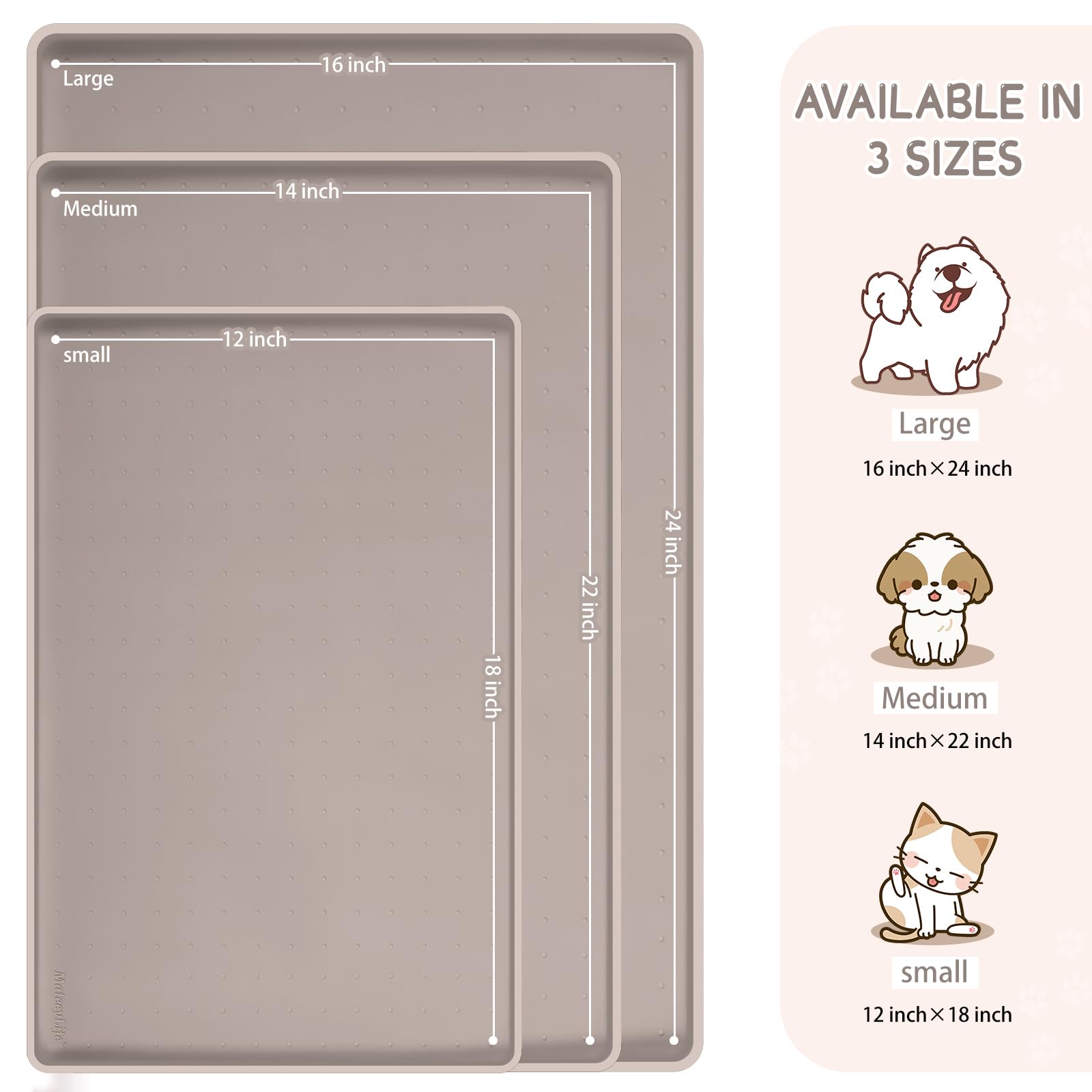MateeyLife silicone dog feeding mat anti-slip surface keeps bowls steady and centered