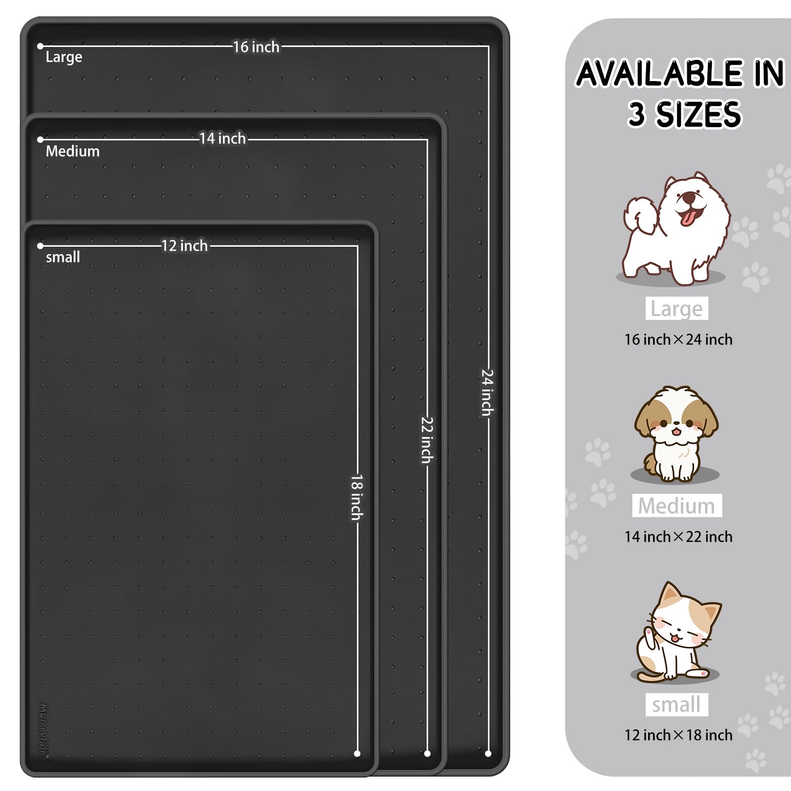 MateeyLife 24x16 raised-edge mat prevents messes from reaching floors.