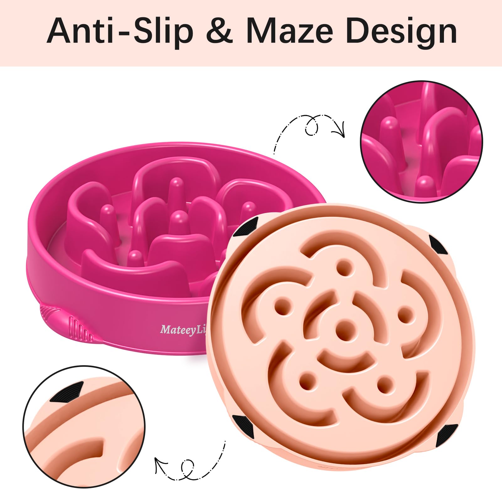 MateeyLife anti-slip base keeps the bowl steady during feeding.