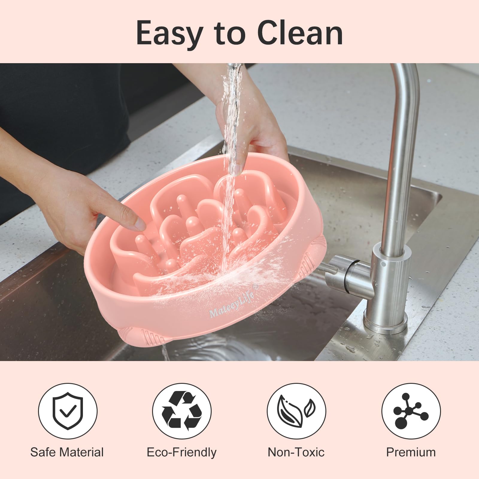 MateeyLife easy-clean dishwasher-safe dog bowl for quick cleanup.