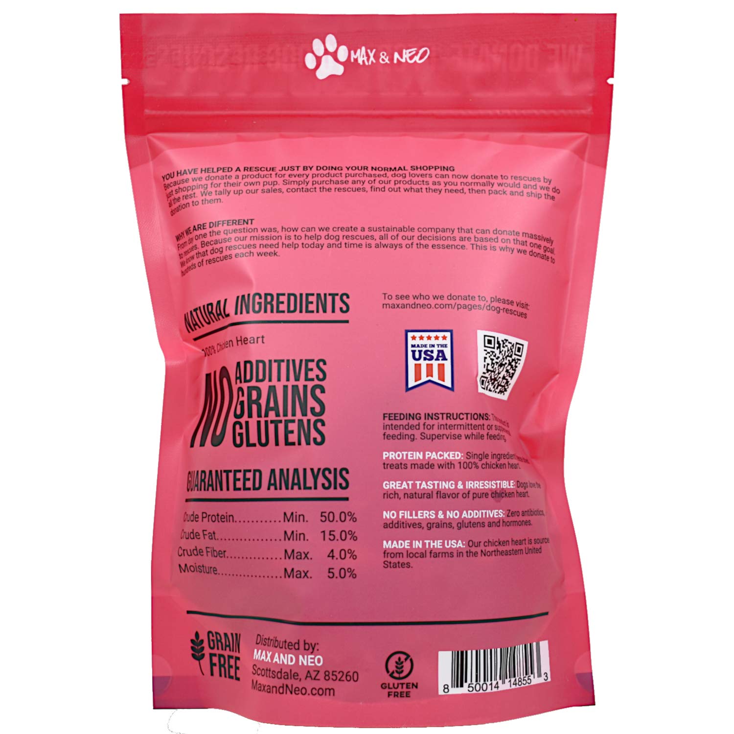 Close-up of chewable texture for Max and Neo chicken heart treats
