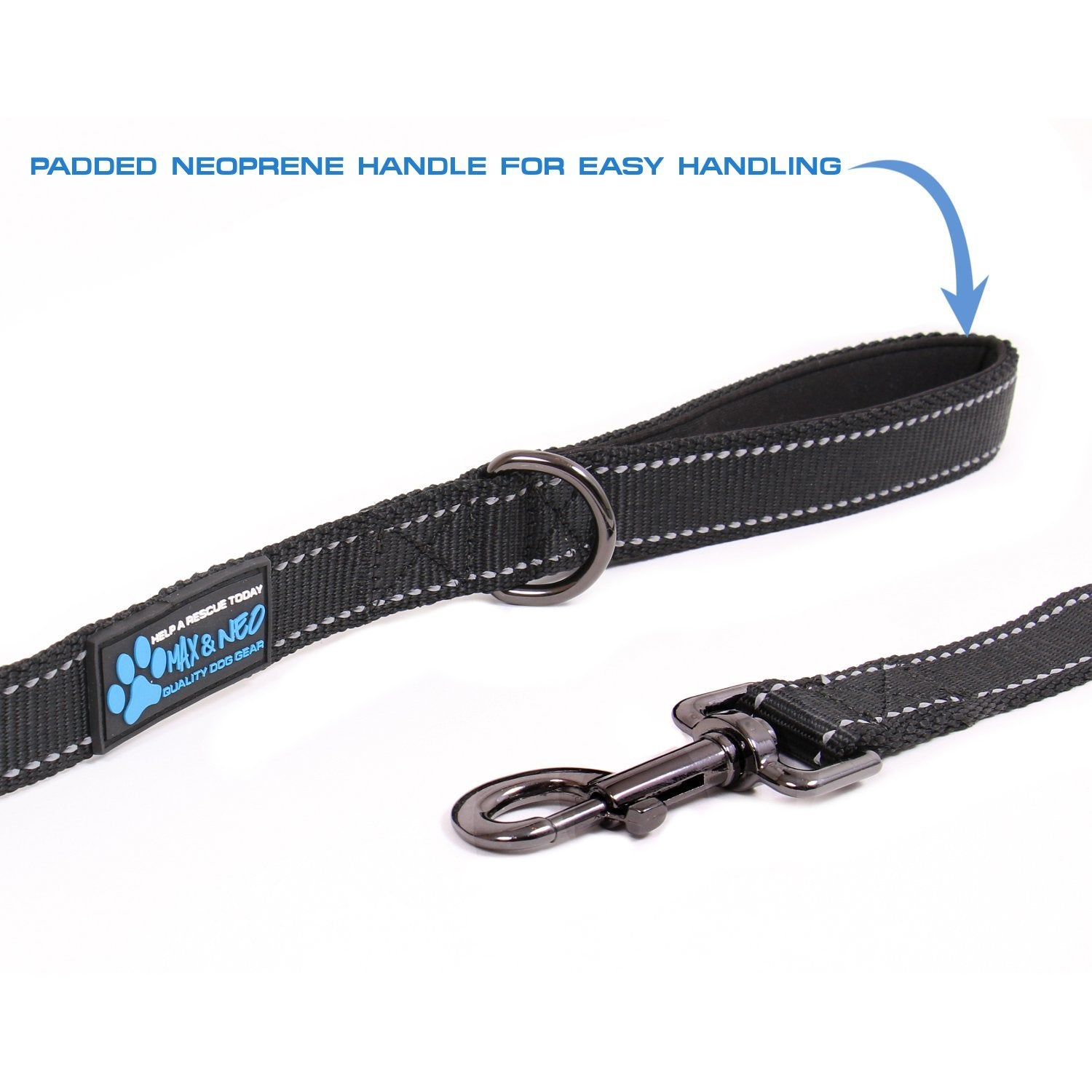 Max and Neo padded neoprene handle provides comfortable grip on long daily strolls.