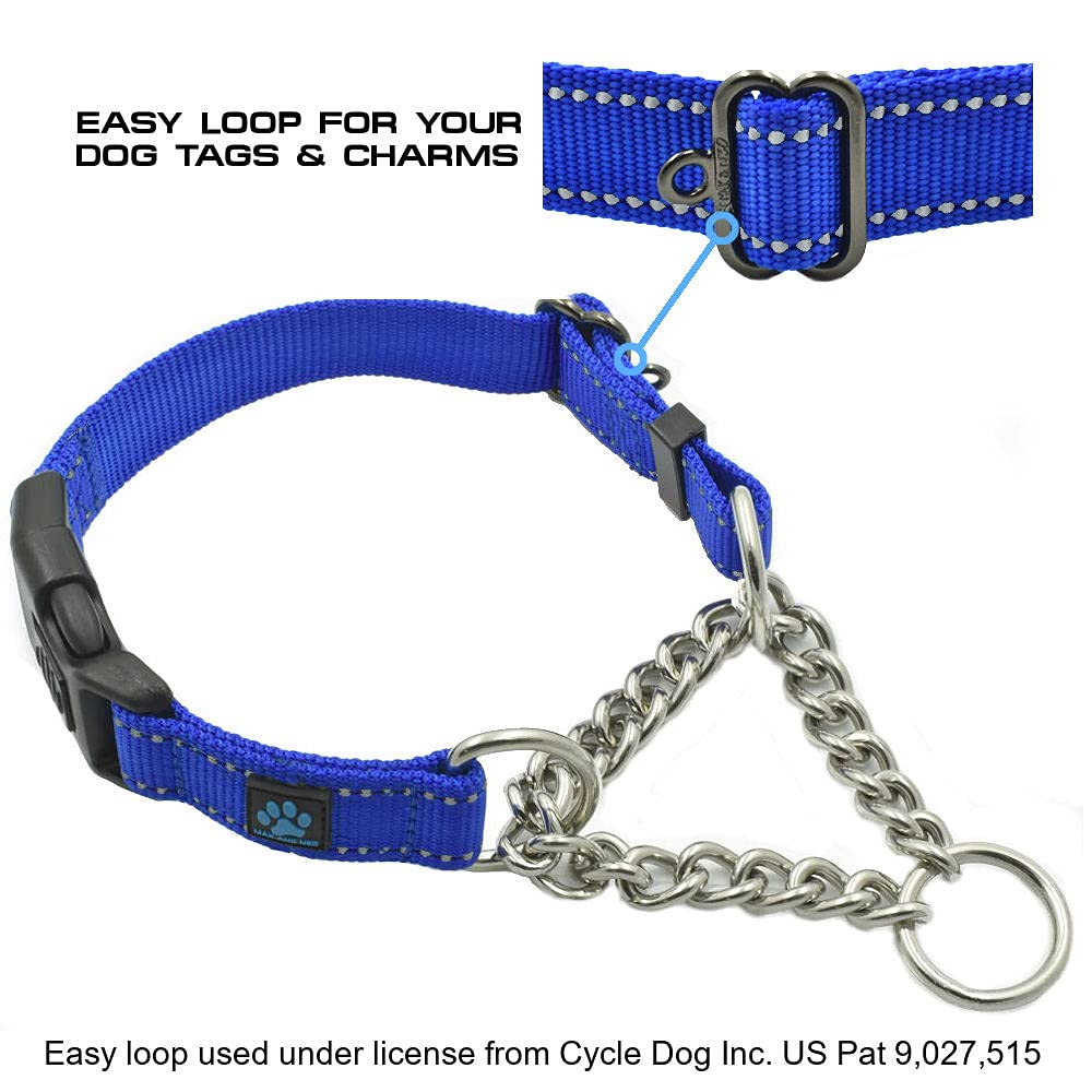 Max and Neo teal collar on a puppy showing adjustable fit for a comfy, secure wear.