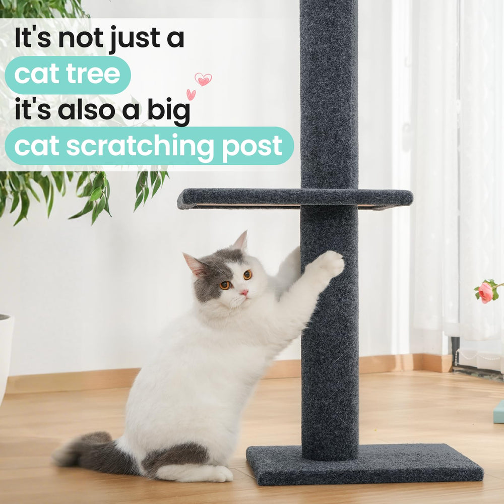 Vertical space-saving design of the Max & Marlow cat tree minimizes floor footprint