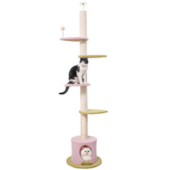 Max & Marlow floor-to-ceiling cat tree structure enables vertical exploration and cozy lounging