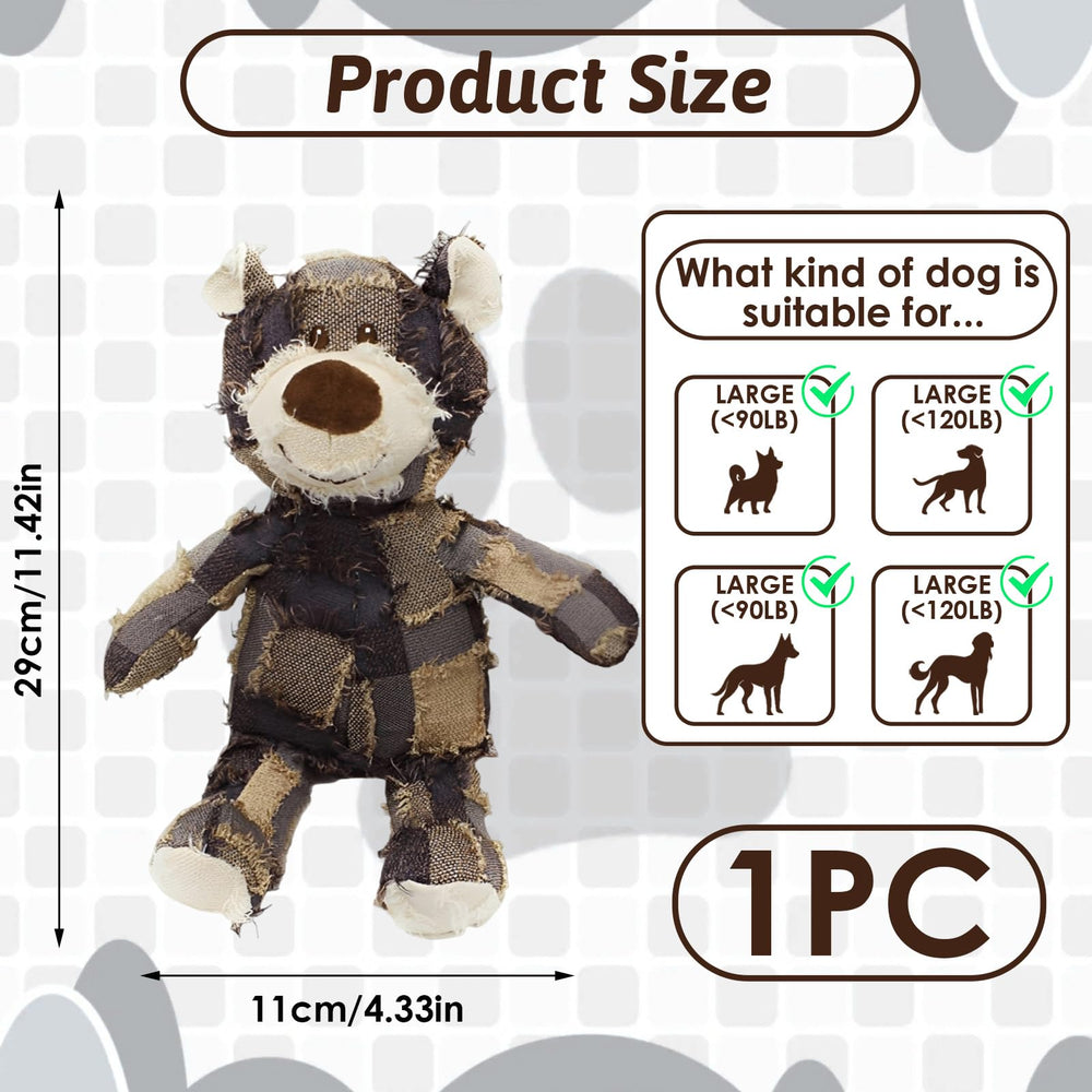 MAXBECK durable bear toy with squeaker for engaging solo or fetch play