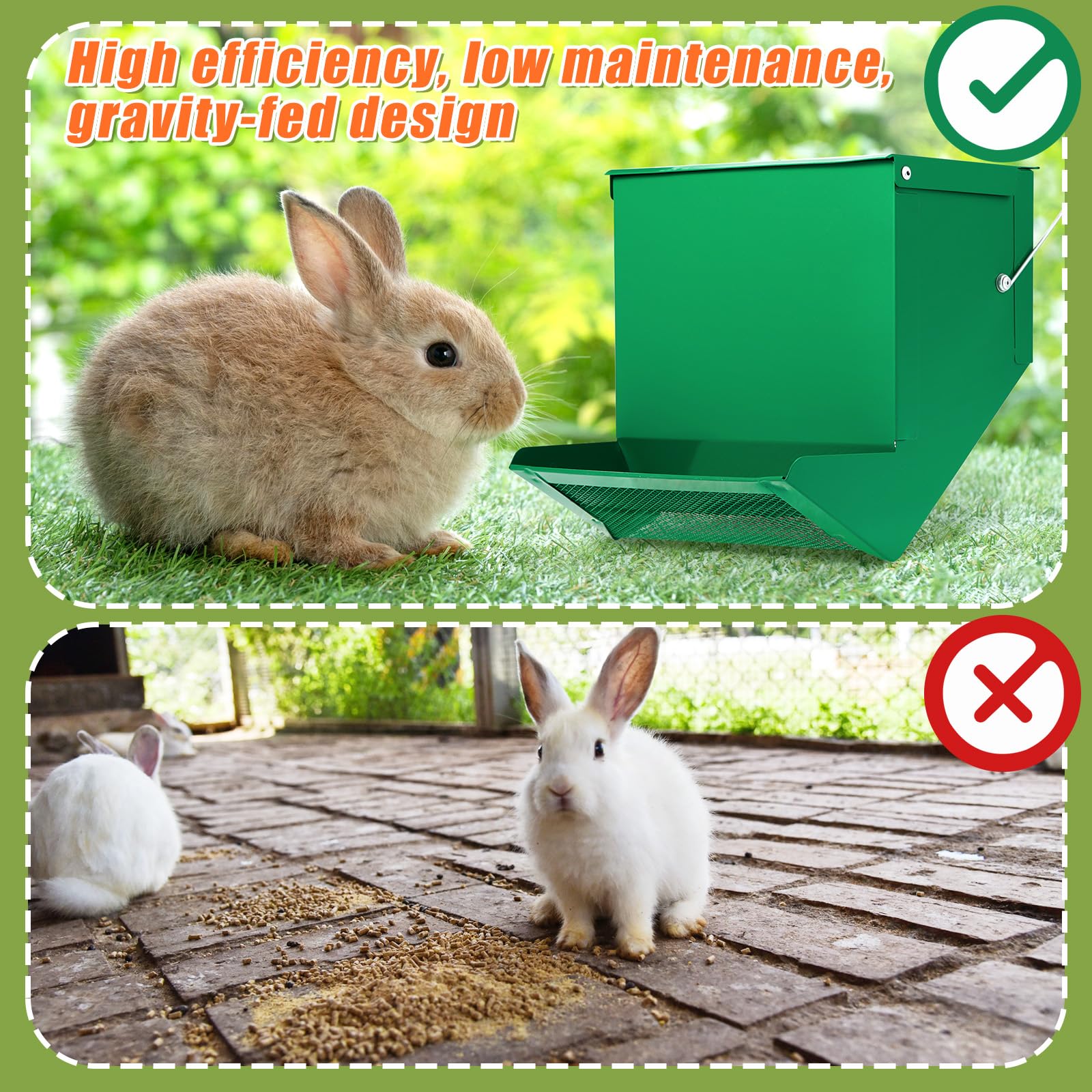 Maxcheck 2-pack rabbit feeder set for multiple cages and easy replacement.