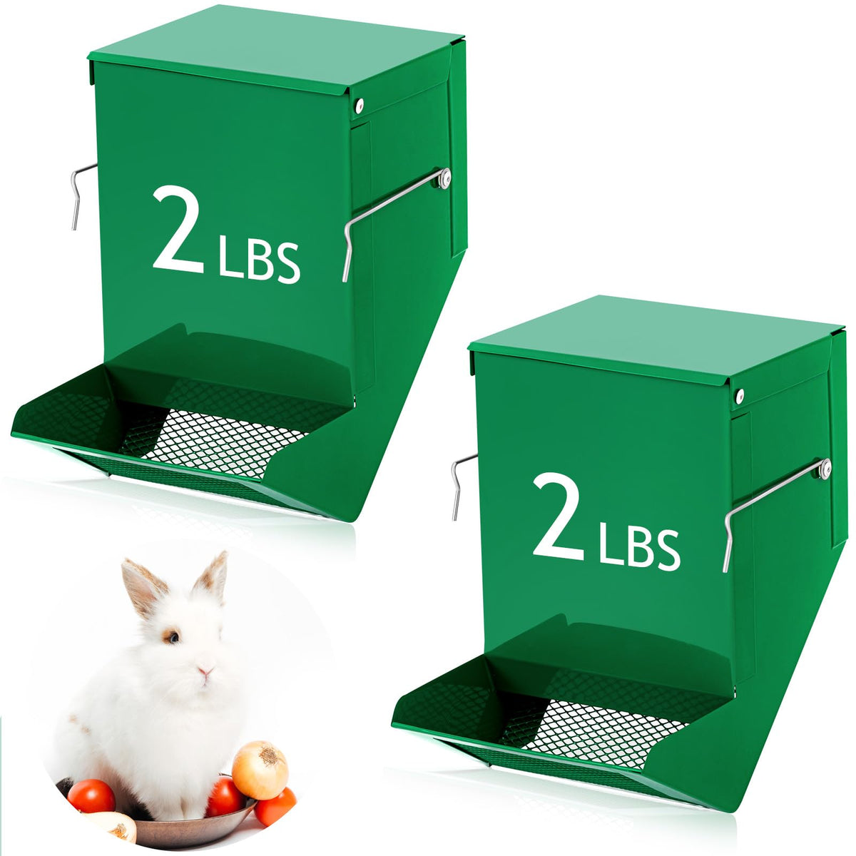 Maxcheck 2-pcs rabbit feeder pack: dual dispensers for multiple small pets.