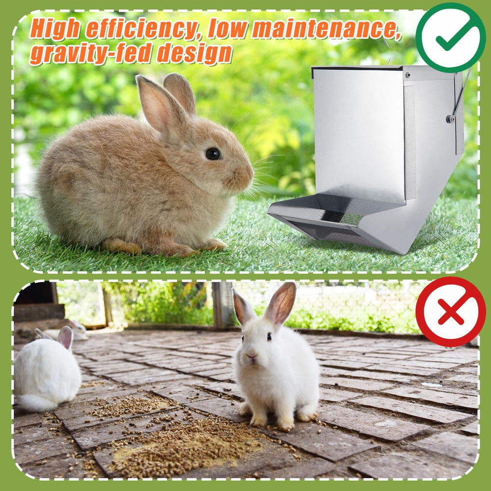 Maxcheck rabbit feeder with hooks and base offers flexible placement inside or outside.