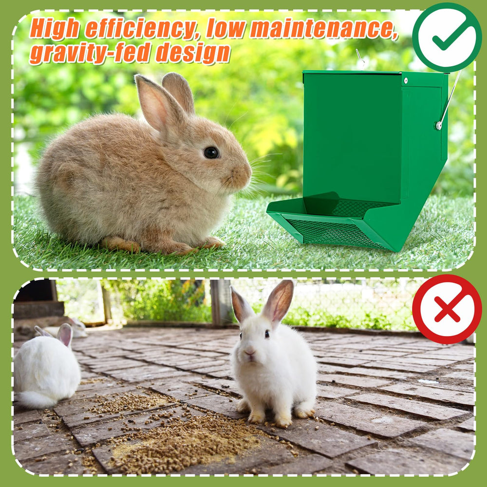 Maxcheck rabbit feeder hooks: hang inside or outside the cage.