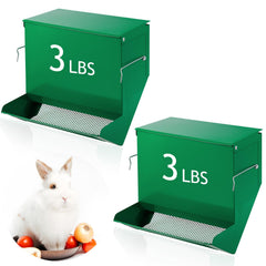 Maxcheck rabbit feeder with lid and mesh bottom for clean, dry pellets.