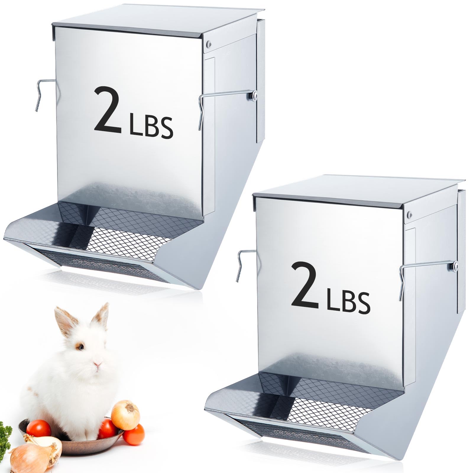 Maxcheck rabbit feeder lid keeps dust out and preserves dry feed.