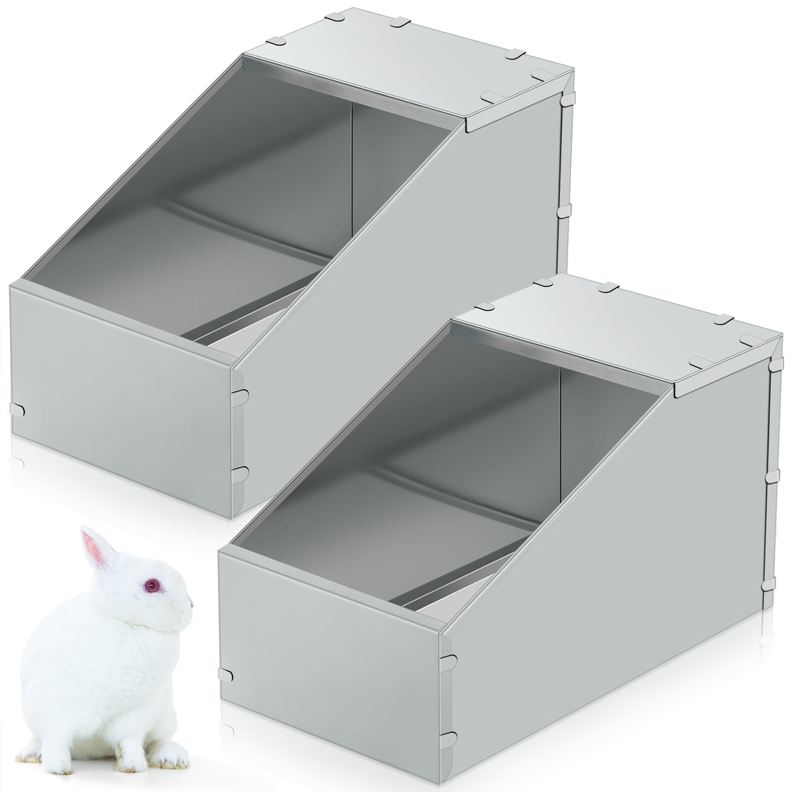 Maxcheck rabbit nesting box metal front view shows durable construction for long term use
