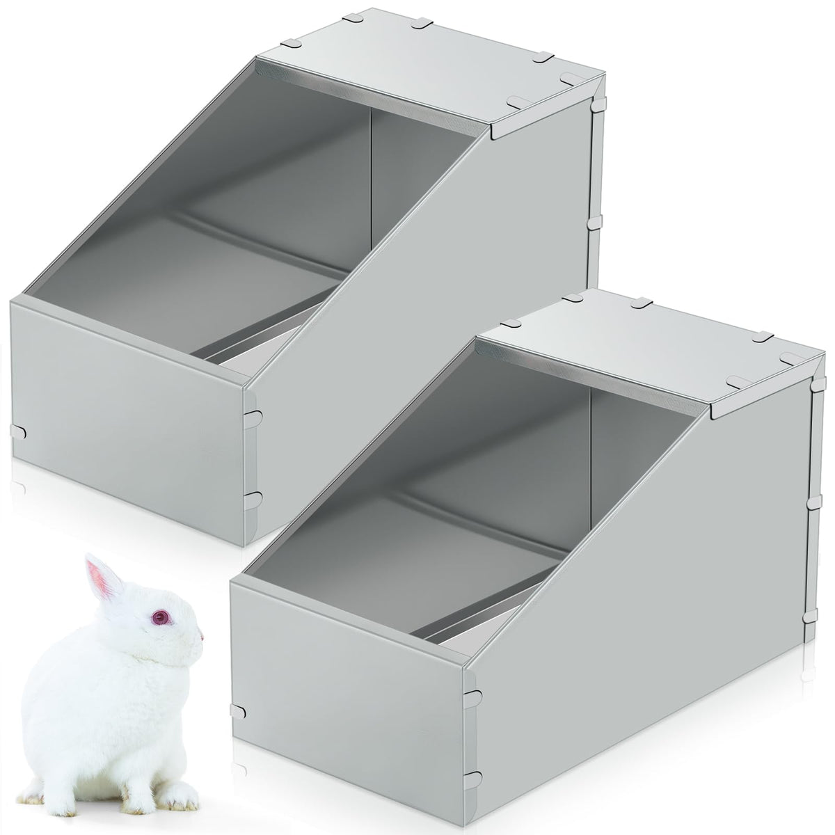 Maxcheck rabbit nesting box metal front view shows durable construction for long term use