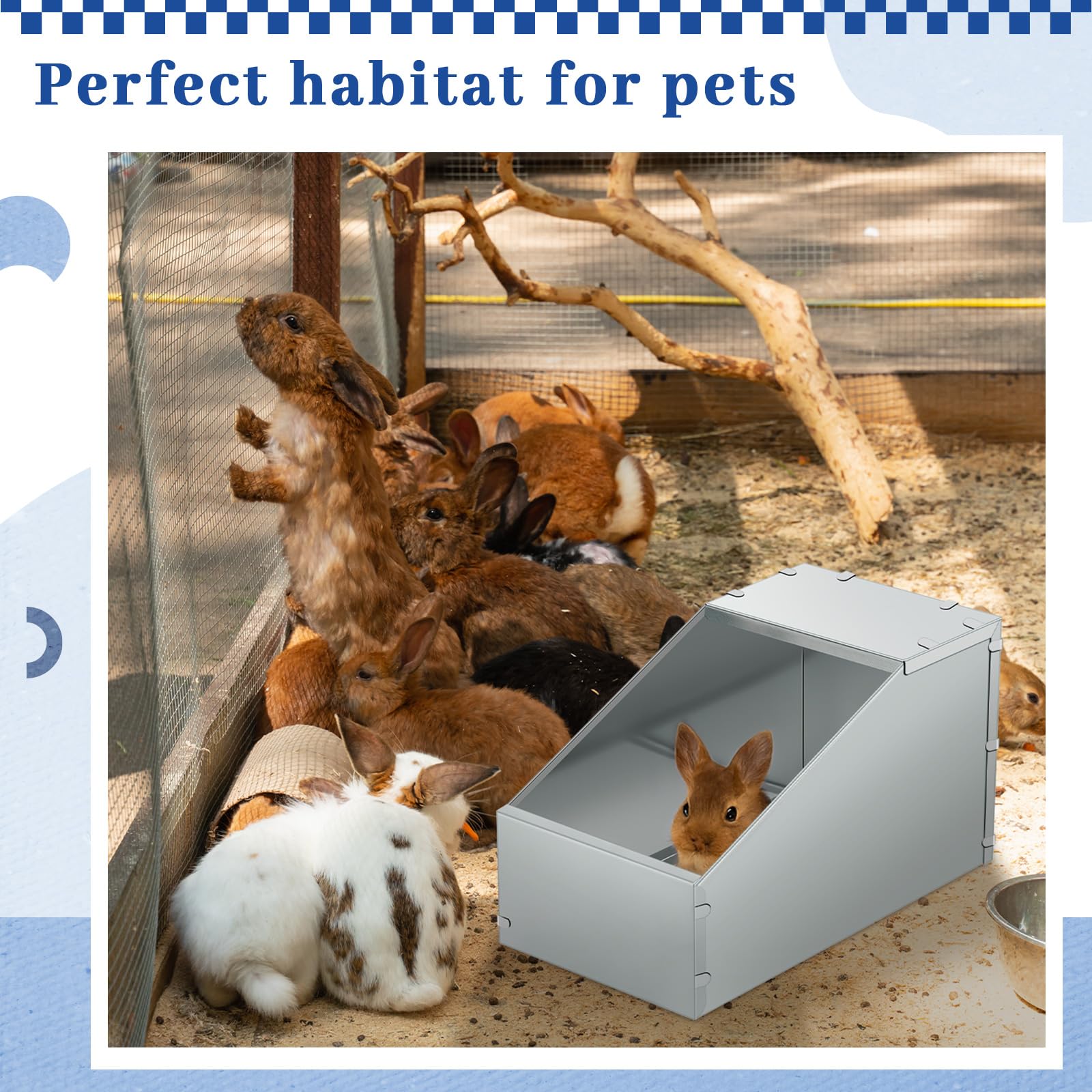 Maxcheck rabbit nesting box removable bottom for easy hygiene cleanup