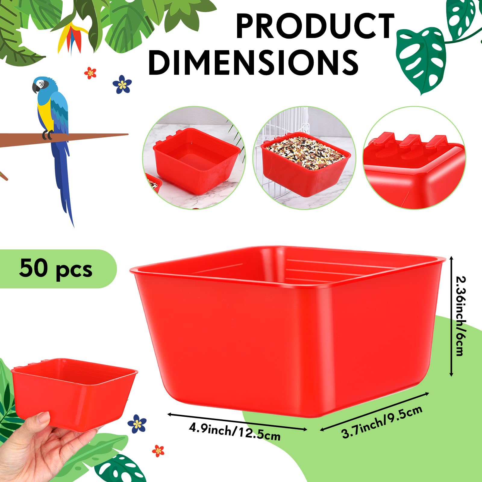Maxdot 16 oz feeder cups for parrots minimize refills between uses