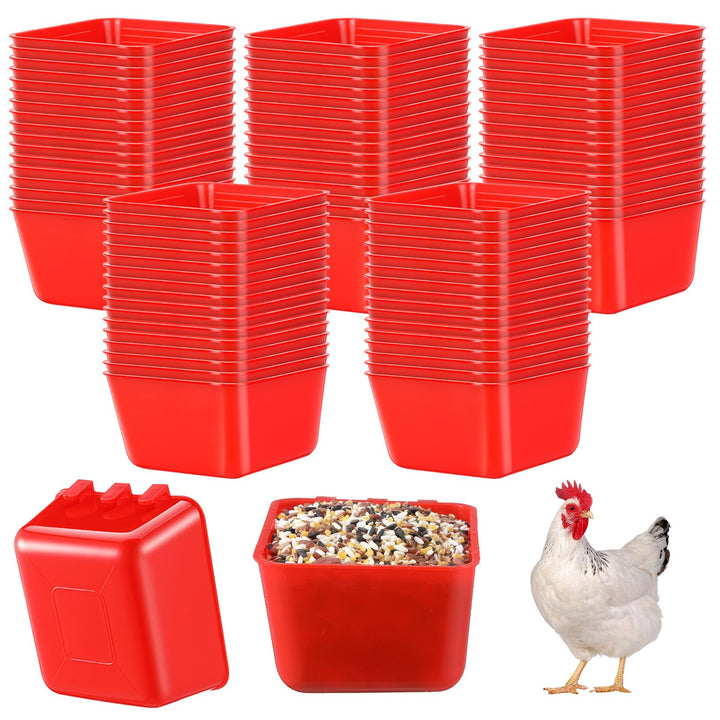 Maxdot red hanging cage cups for birds provide easy feeding