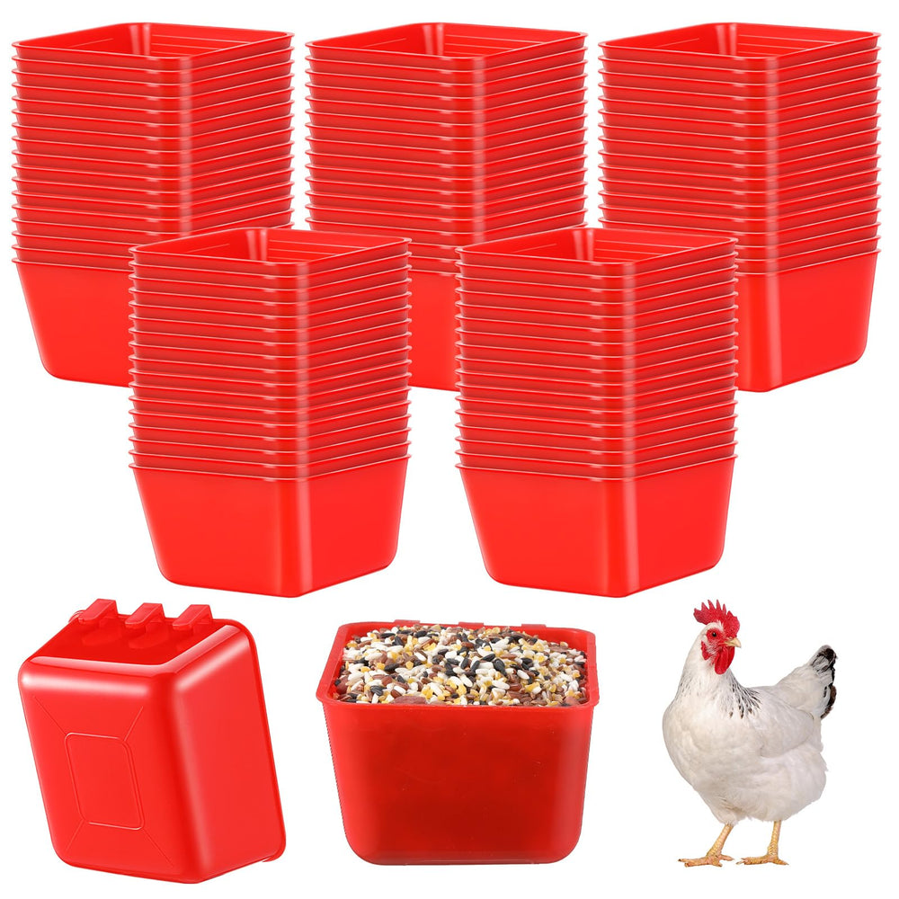 Maxdot red hanging cage cups for birds provide easy feeding