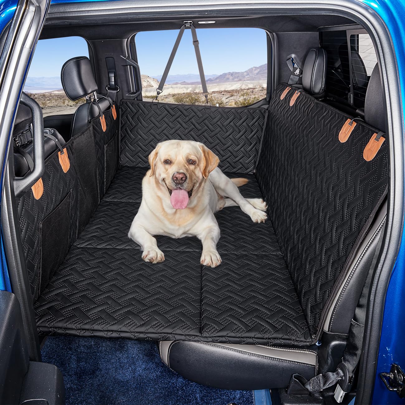 MAXFUT dog back seat extender creates a roomy truck bed for travel