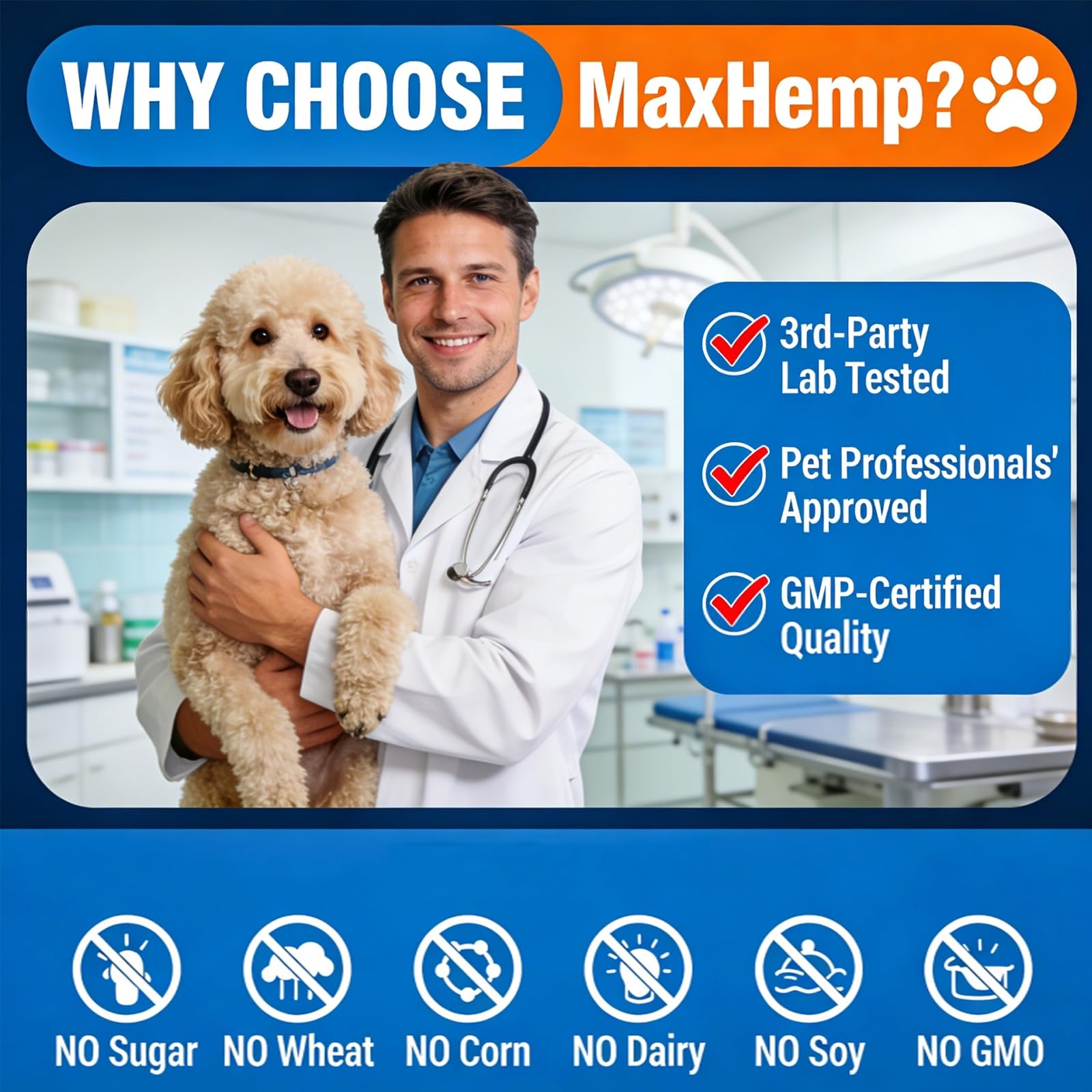 Grain-free badge and salmon oil cues for gentle gut and skin support.