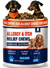 MaxHemp 180 Chews packaging signals a natural dog allergy relief option.