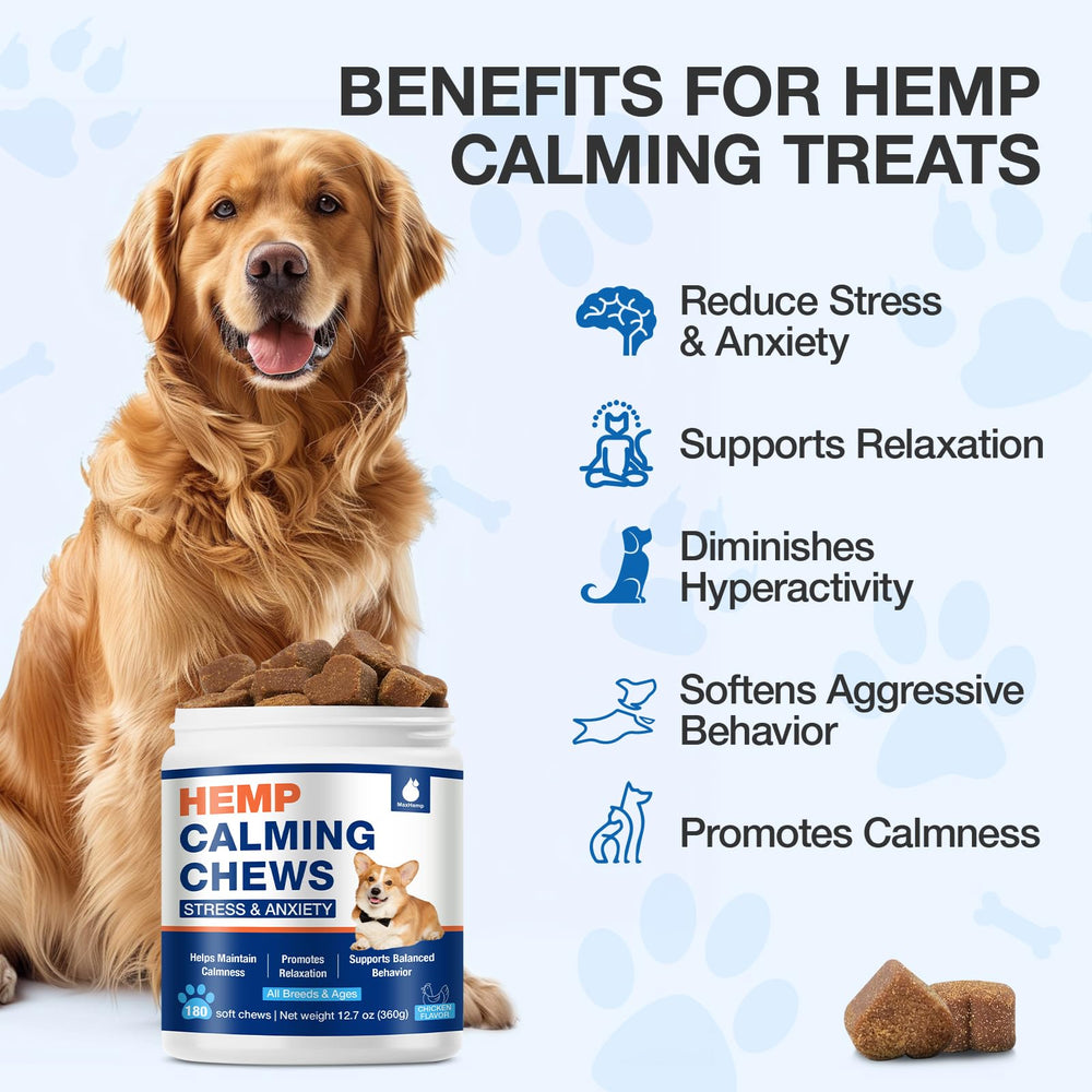MaxHemp calming chews close-up showing soft texture and herbal formula.