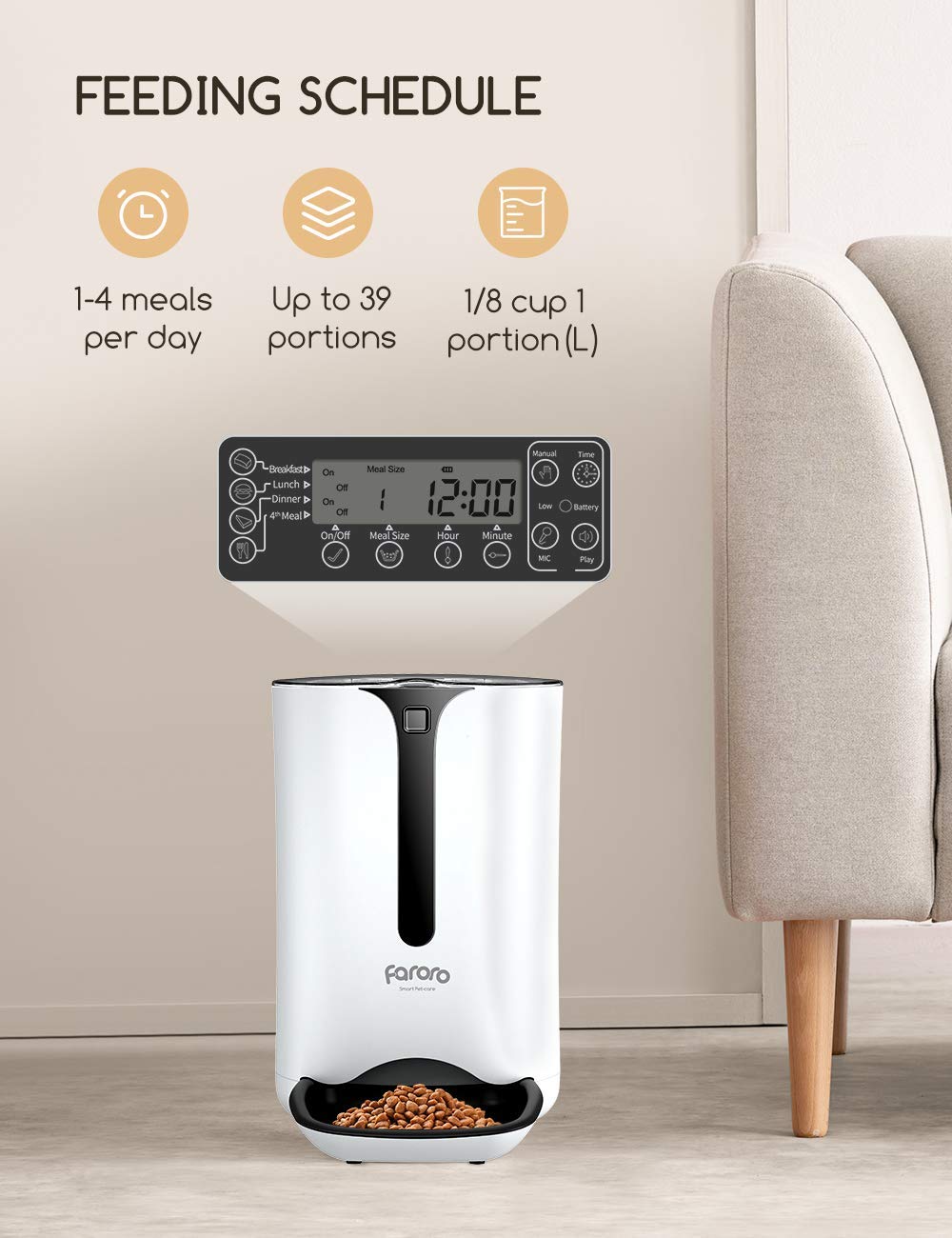 MAXKU automatic feeder meal timer settings demonstrating precise scheduling