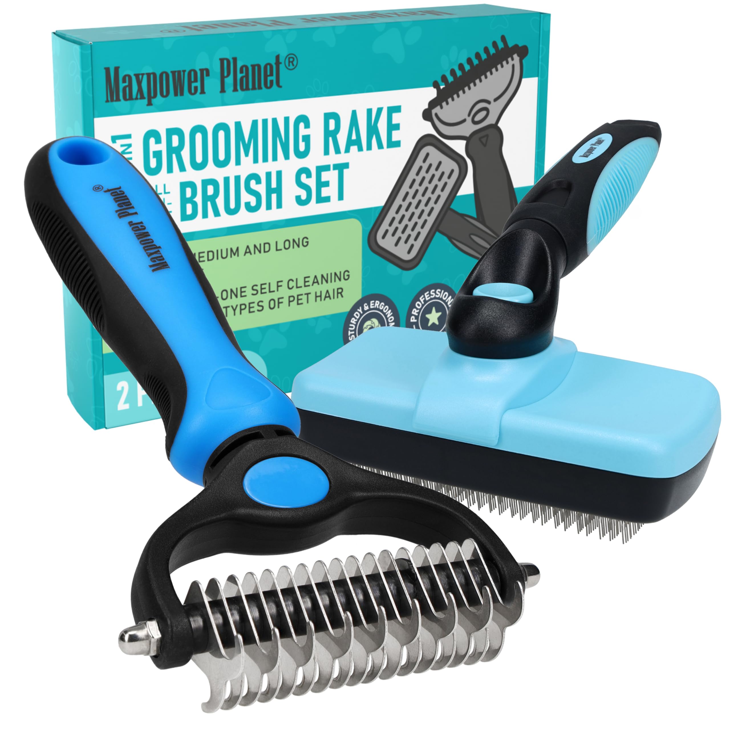 Maxpower Planet dog rake brush closeup for gentle deshedding