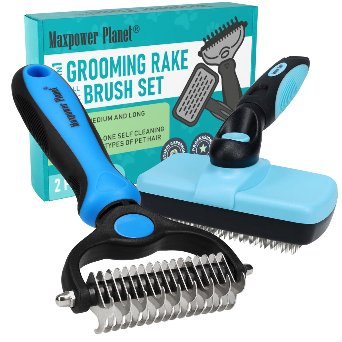 Maxpower Planet dog rake brush closeup for gentle deshedding