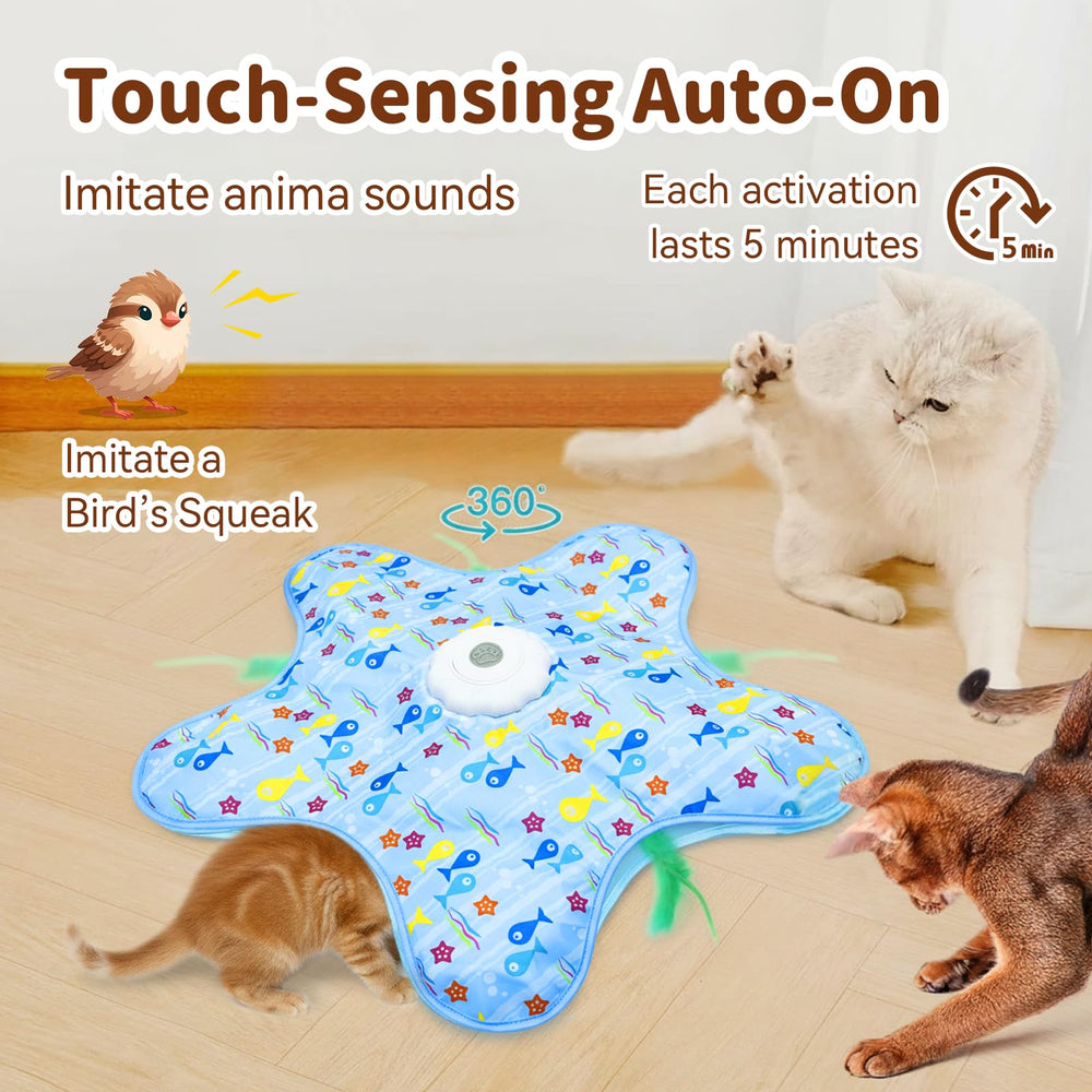 MAXTOOA cat toy mouse squeaker triggers playful pounces and chasing.