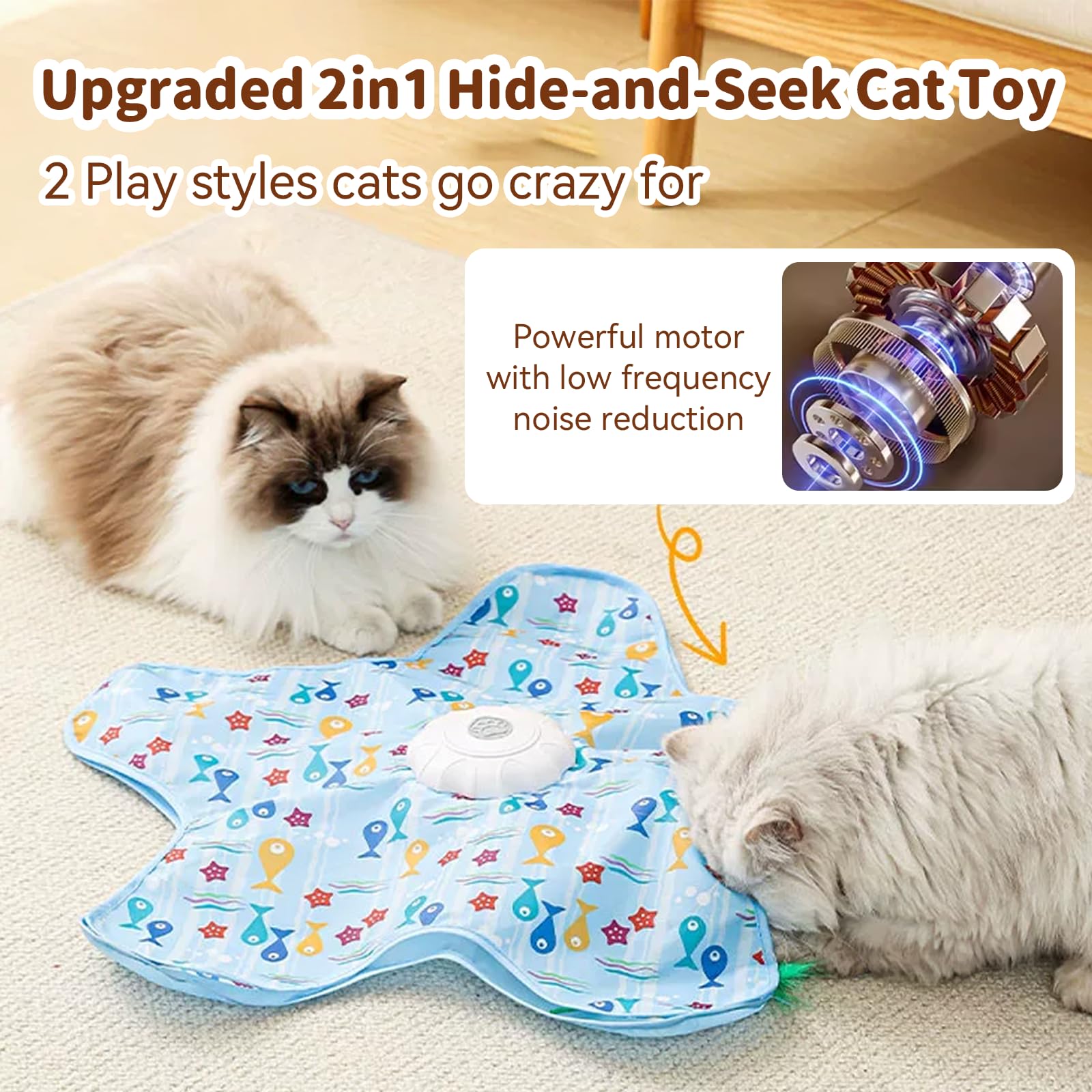 MAXTOOA touch-activated cat toy starts a 5-minute play session.