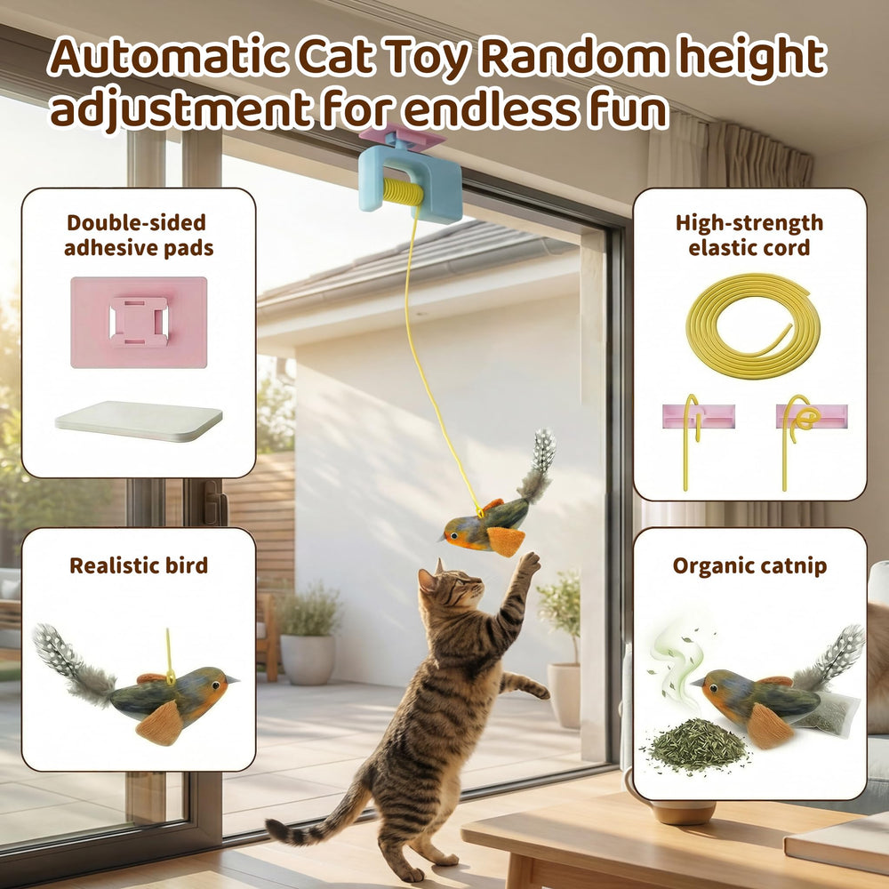 MAXTOOA door-frame cat toy with feather chase encourages batting and jumping
