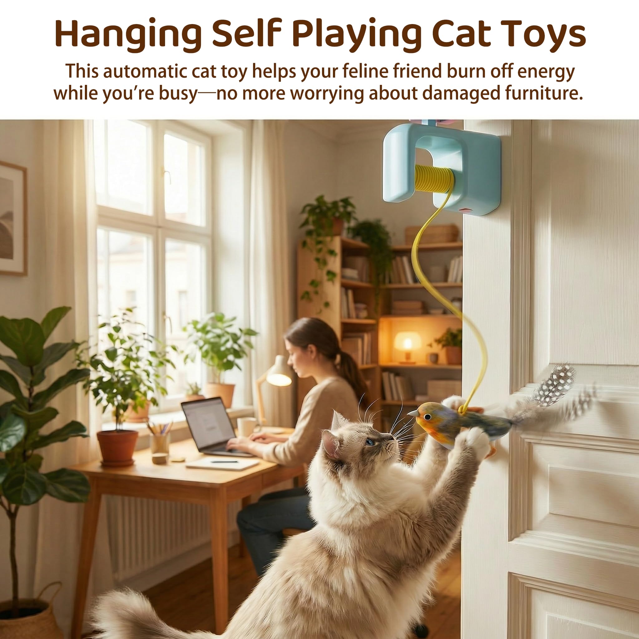 MAXTOOA self-play cat toy for indoor cats enables hands-free exercise