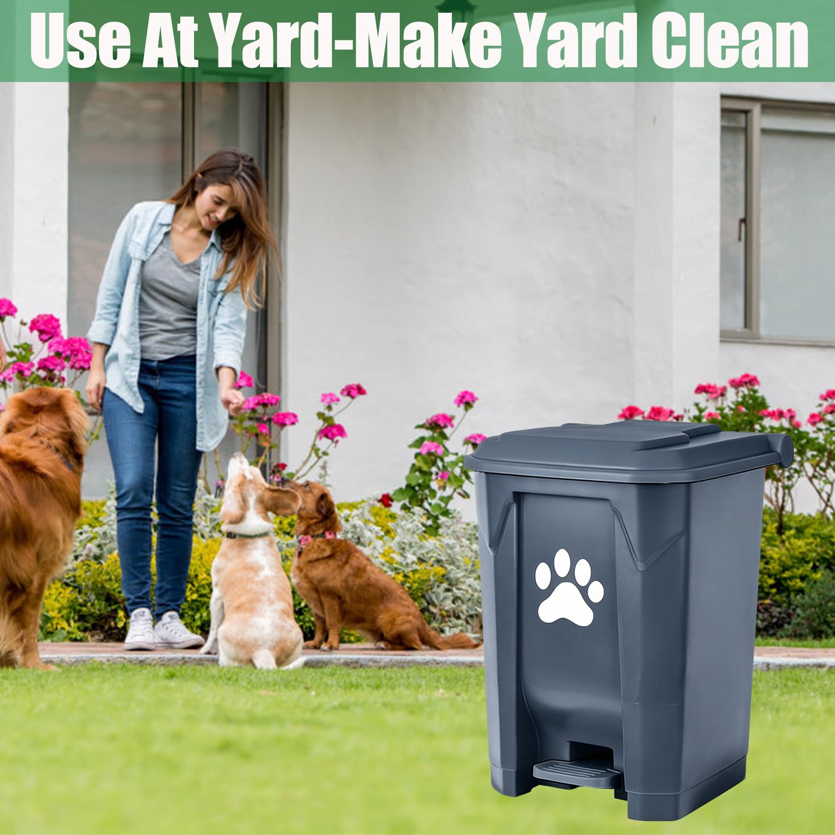Mayayaday 20L-grey dog poop bin ready for yard waste.