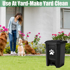 Mayayaday outdoor trash can includes 100 green waste bags for quick setup.