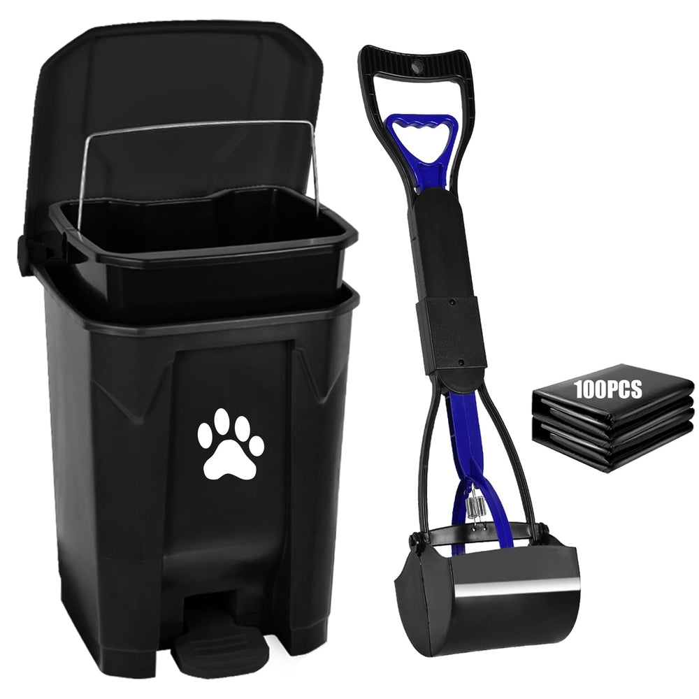 mayayaday outdoor dog poop trash can with lid in a sunny yard keeps odors contained.