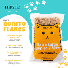 Close-up of flaky bonito texture highlighting light, savory, protein-rich snack for pets.