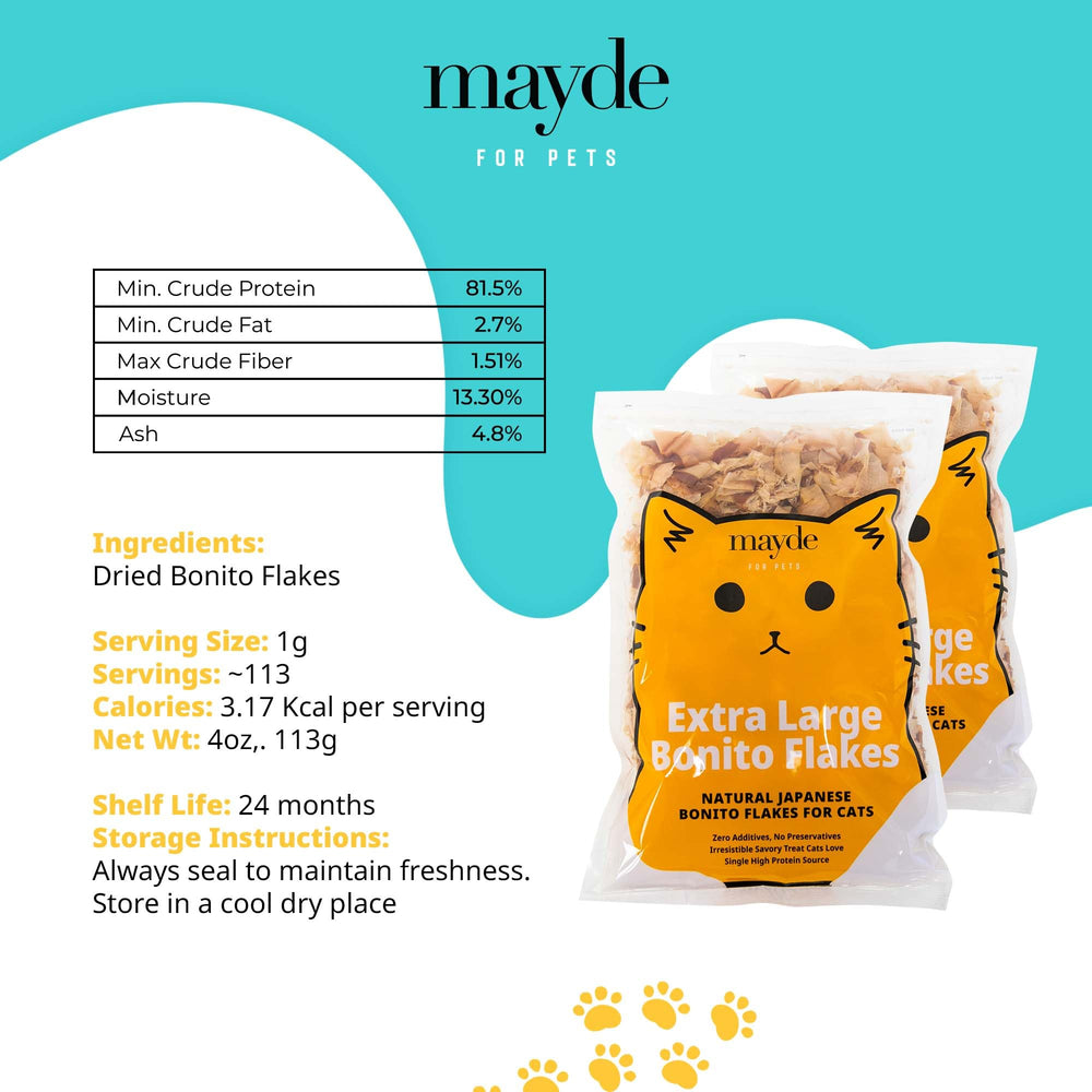 Nutrient-rich taurine hint: Mayde bonito flakes in everyday feeding.