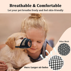 Mayerzon dog muzzle with adjustable neck strap for secure fit