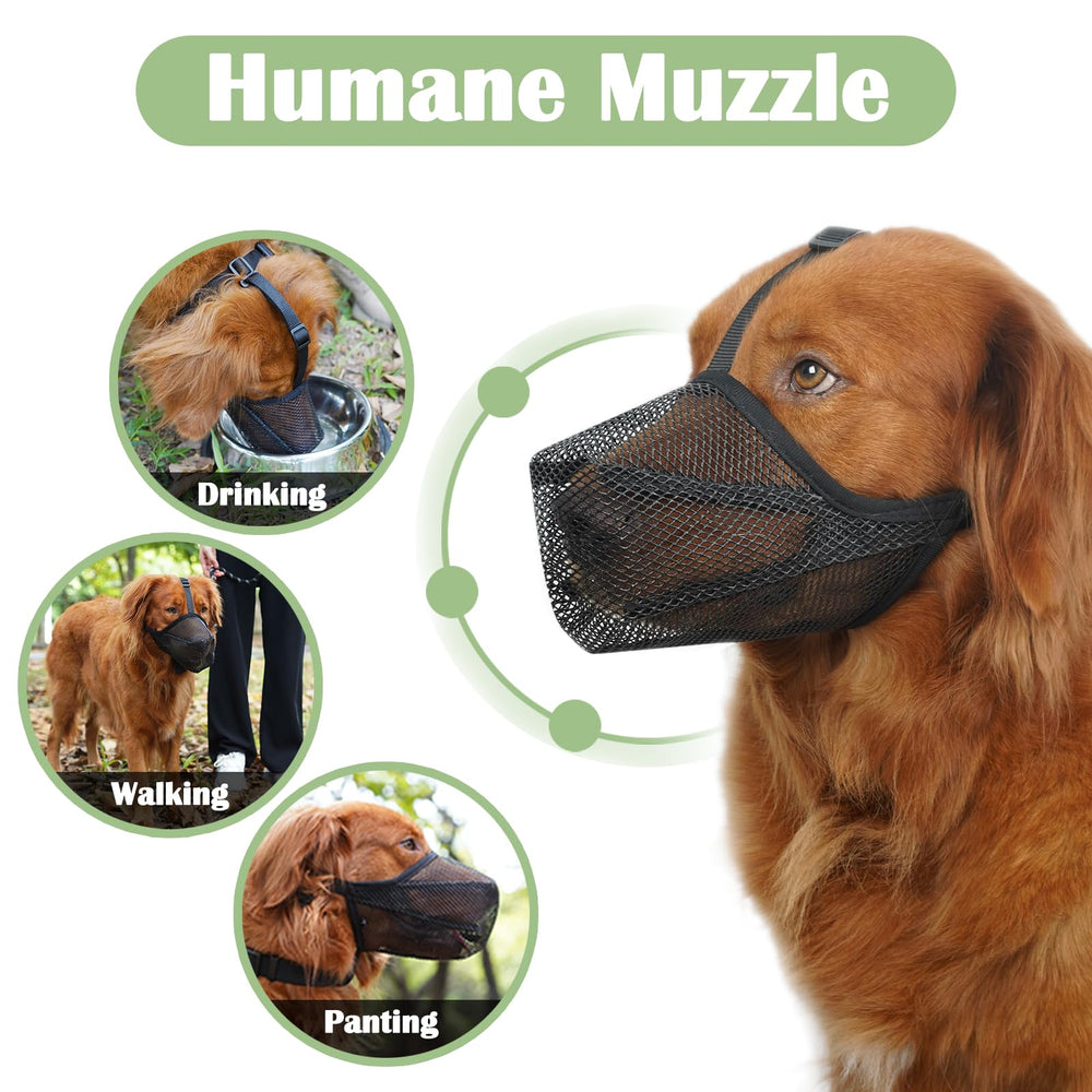 Mayerzon dog muzzle reduces scavenging and bite risks during outings.