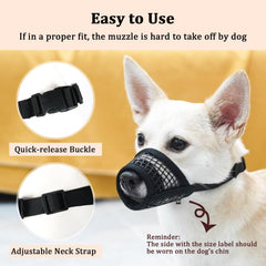 Mayerzon dog muzzle with easy snap-on buckle for quick on-off