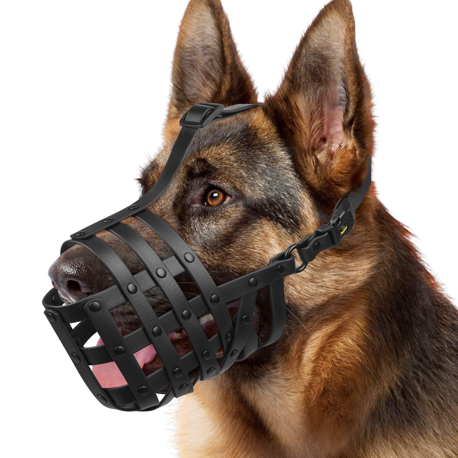 Mayerzon dog muzzle with soft basket design for comfortable fit on medium to large dogs during walks