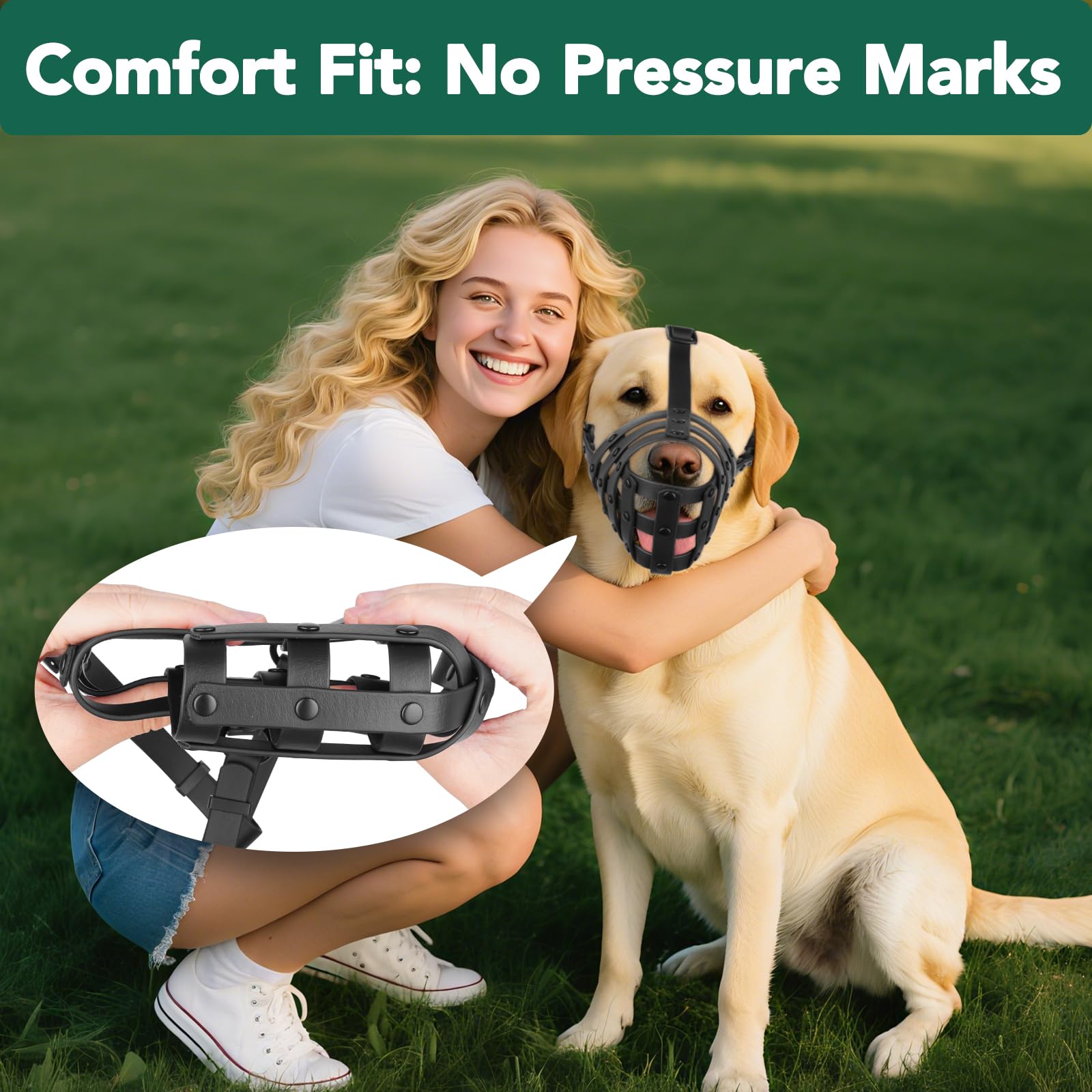 Mayerzon muzzle with quick release buckles for easy on off and adjustments