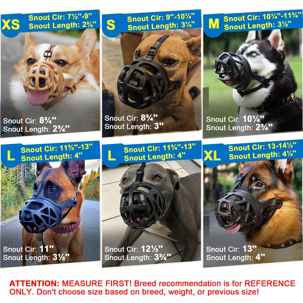 Mayerzon soft rubber basket muzzle, tough yet gentle on the mouth.