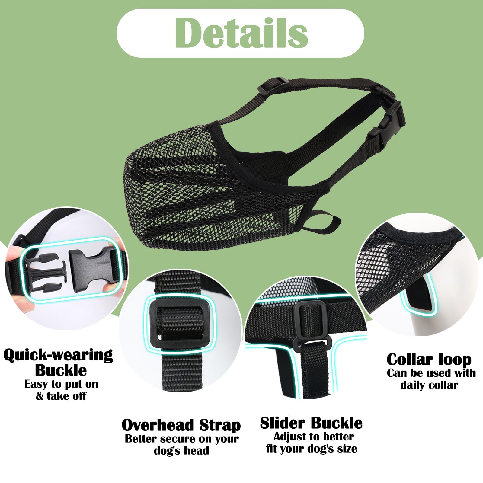 Mayerzon dog muzzle handy for vet visits and nail clipping.